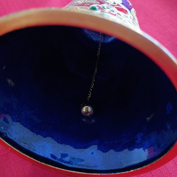 2007 Dillard's Cloisonne Santa Bell Christmas Ornament - Picture 7 of 7